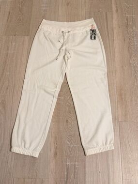 Victoria’s Secret Women Cream Crop Drawstring Jogger Sweatpants Size Medium
